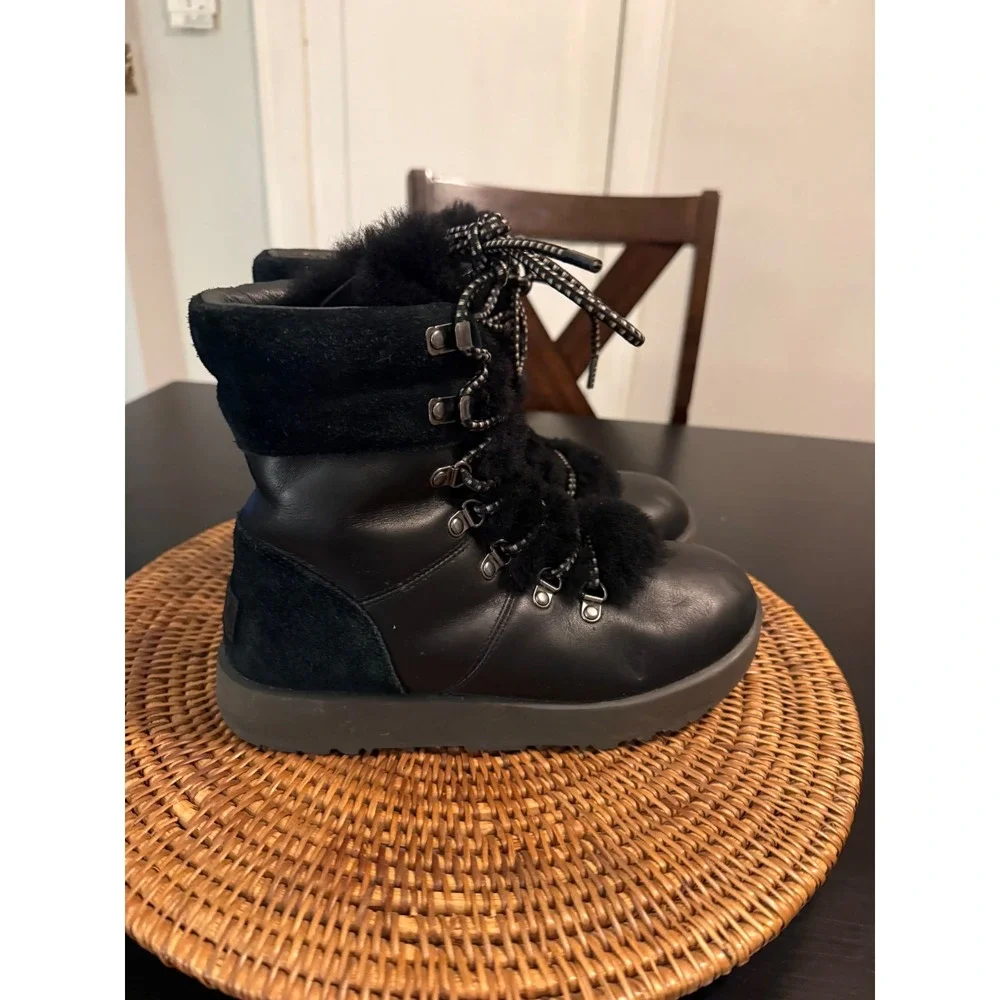 UGG Viki Boot Black‎ Waterproof Leather  Vibram Arctic Grip Women